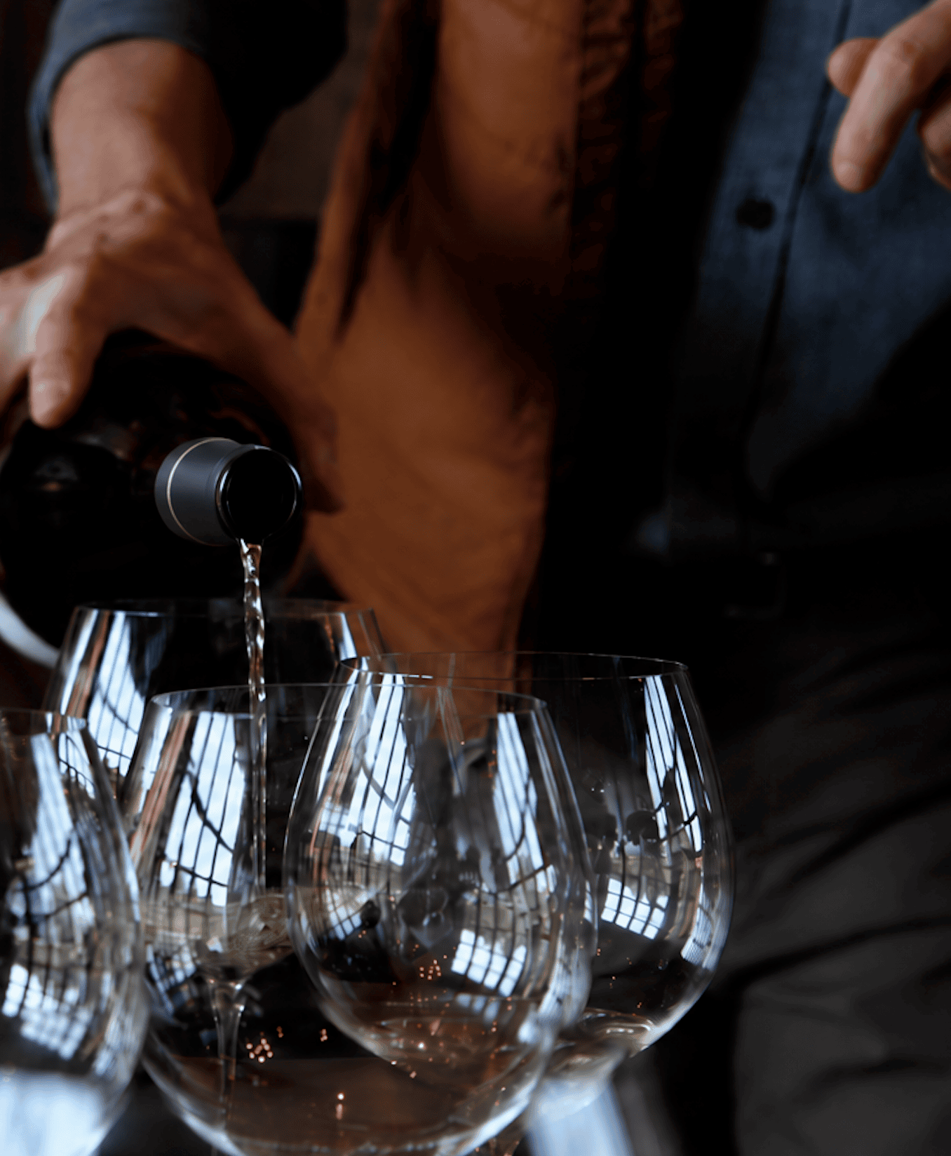 wine poured in glasses